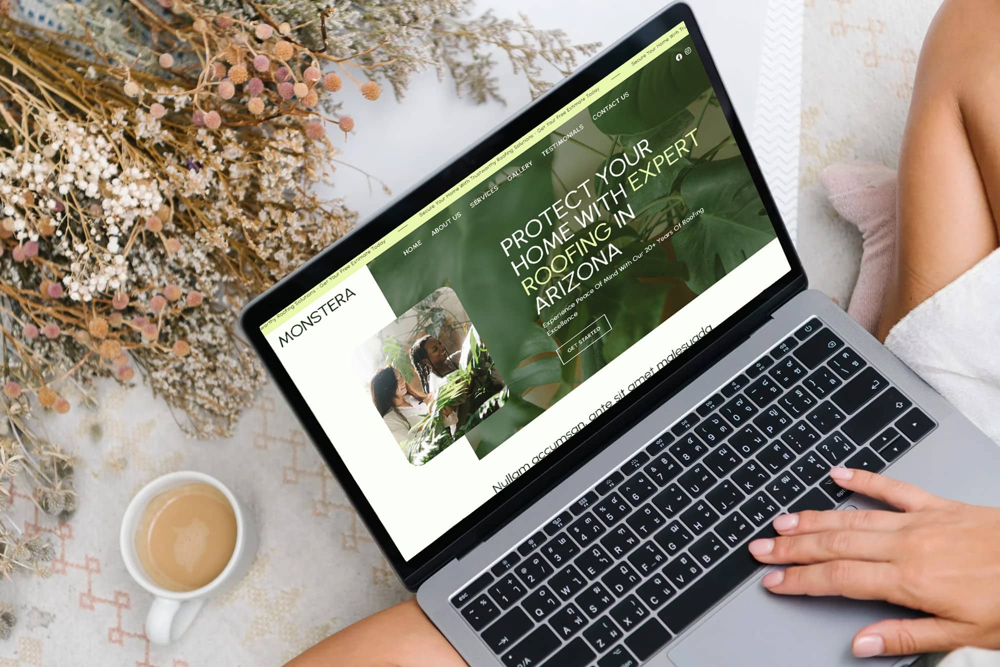 Monstera Wordpress Breakdance Template in a laptop