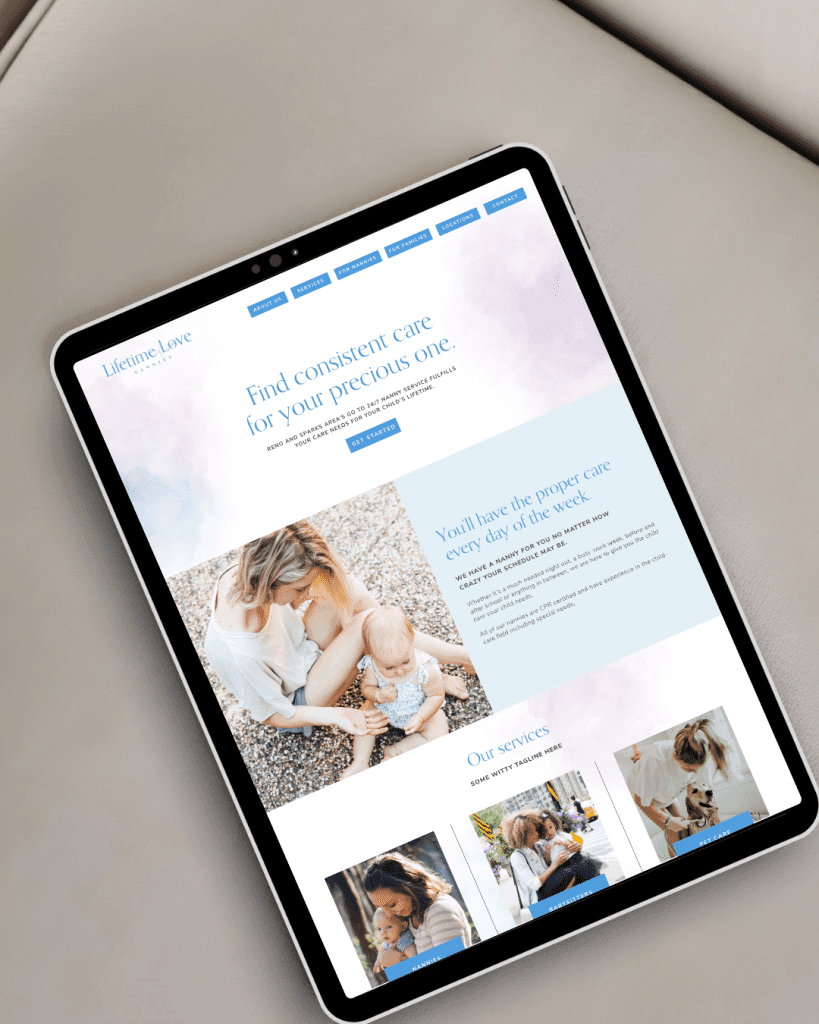 lifetimeoflovenannies nanny agency web design