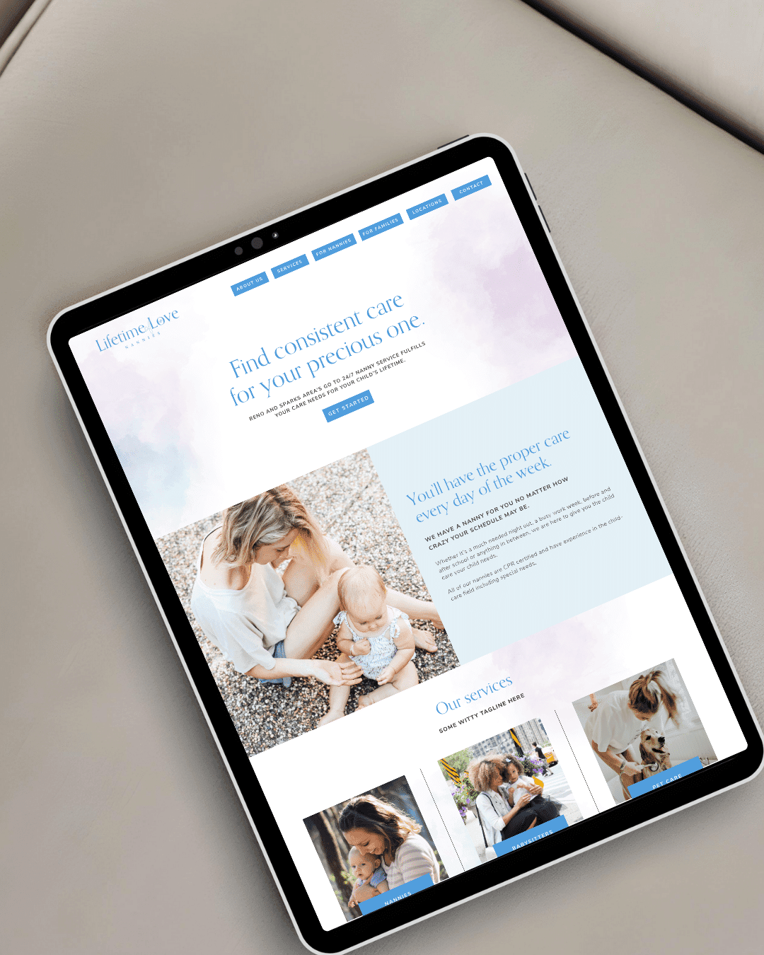 lifetimeoflovenannies nanny agency web design